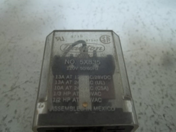 LOT OF 2 DAYTON 5X835 RELAY 13A 28VDC UNMP
