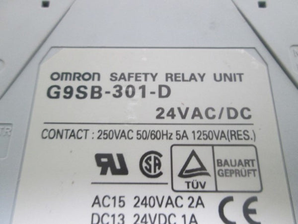 OMRON G9SB-301-D SAFETY RELAY UNIT 24VAC/DC UNMP