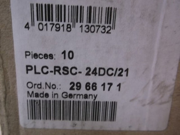 LOT OF 10 PHOENIX PLC-RSC-24DC/21 TERMINAL BLOCK W/RELAY  NSMP