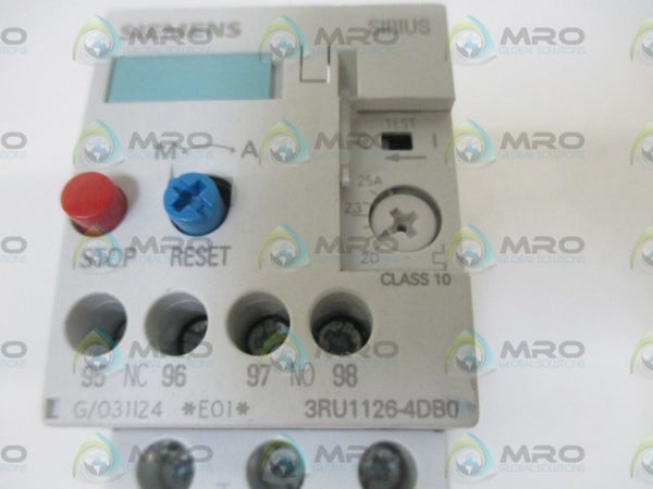 SIEMENS 3RU1126-4BD0 OVERLOAD RELAY 20-25A UNMP