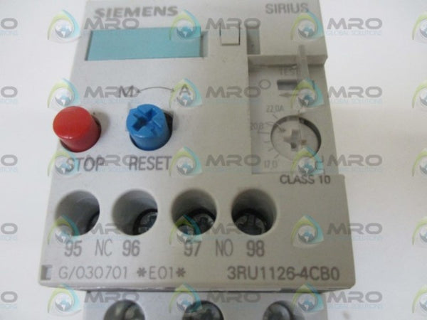 SIEMENS 3RU1126-4CB0 OVERLOAD RELAY 17,0-22,0A UNMP