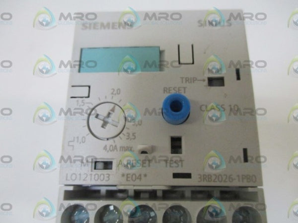 SIEMENS 3RB2026-1PB0 OVERLOAD RELAY 1,0-4,0A UNMP