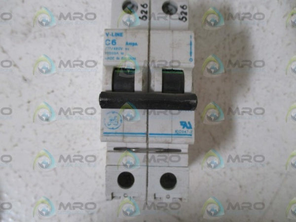 LOT OF 4 GENERAL ELECTRIC C6 V-LINE 277/480V 2-POLE CIRCUIT BREAKER  UNMP