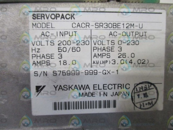 YASKAWA CACR-SR30BE12M-U SERVOPACK SERVO DRIVE NSNP
