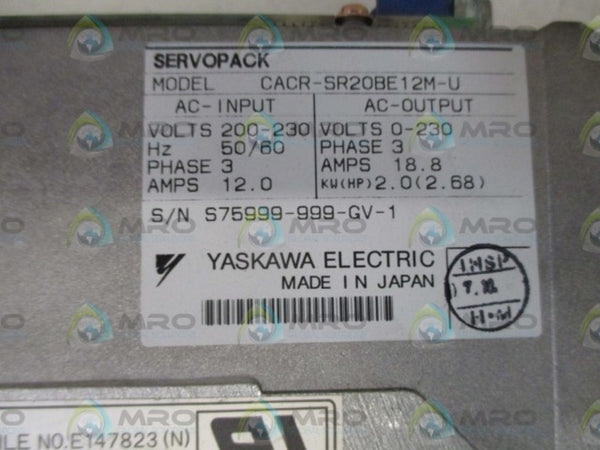 YASKAWA CACR-SR20BE12M-U SERVOPACK SERVO DRIVE NSNP