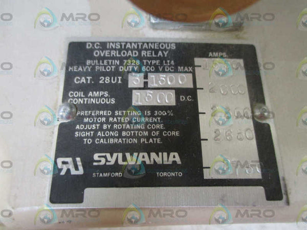 SYLVANIA 28UI3-1500 OVERLOAD RELAY NSNP