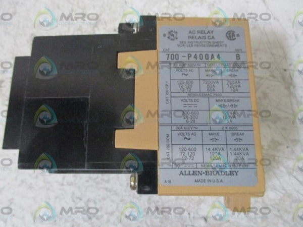 ALLEN BRADLEY 700-P400A4 SER.B RELAY 120V UNMP