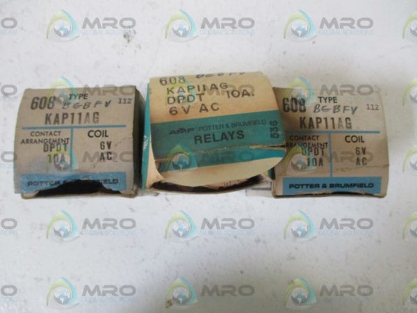 LOT OF 3 POTTER & BRUMFIELD KAP11AG RELAY NSMP
