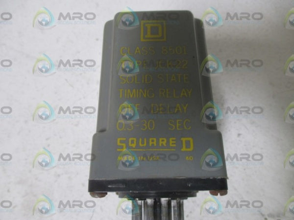 LOT OF 2 SQUARE D 8501-JCK-22 TIMING RELAY UNMP
