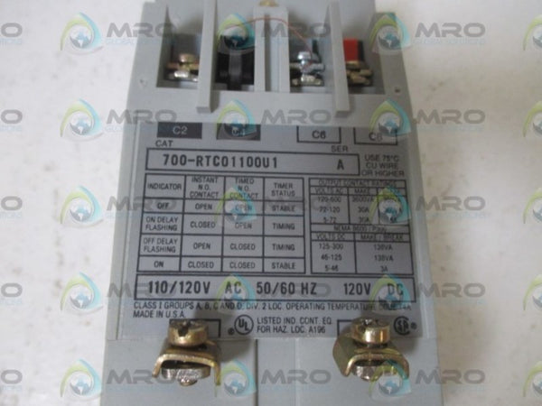 ALLEN BRADLEY 700-RTC01100U1 SER.A TIMING RELAY 120V UNMP