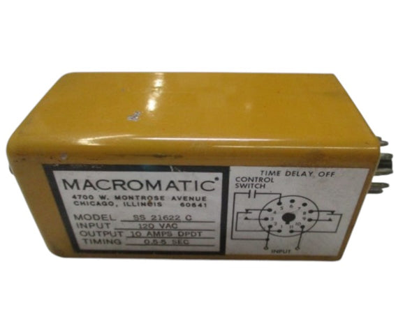 MACROMATIC SS-21622-C TIME DELAY RELAY .5-5.0 SECONDS UNMP