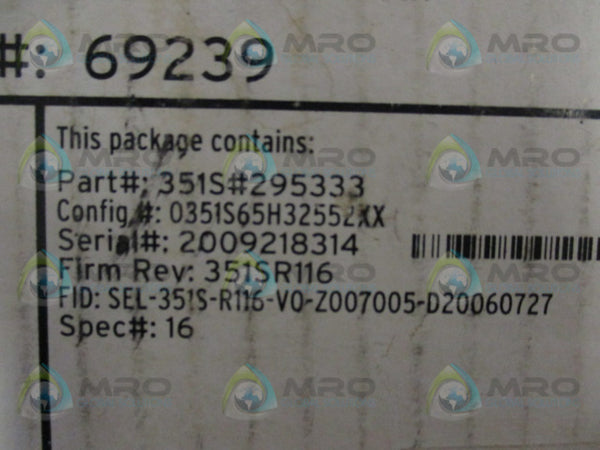 SEL SEL-3351S 0351S65H32552XX RELAY METER CONTROL NSMP