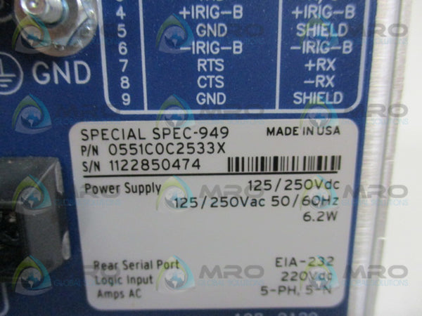 SEL SEL-551C 0551C0C2533X OVERCURRENT RELAY RECLOSING RELAY NSMP