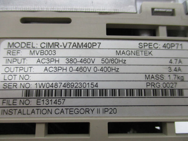 YASKAWA CIMR-V7AM40P7 (AS PICTURED) UNMP