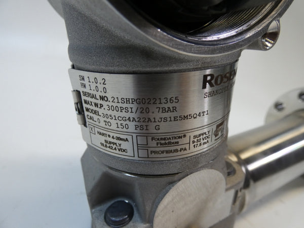 ROSEMOUNT 3051CG4A22A1JS1E5M5Q4T1 10.5-42.4VDC 0-150PSI NSMP