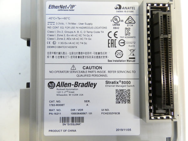 ALLEN BRADLEY 1783-MX08T SER. A VER. 01 3.3VDC 1.7A NSMP