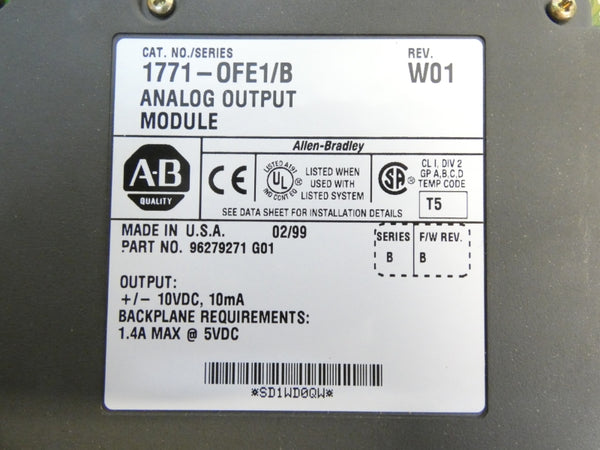 ALLEN BRADLEY 1771-OFE1 SER. B F/W B REV. W01 10VDC 1.4A UNMP