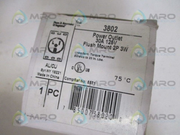 PASS & SEYMOUR 3802 POWER OUTLET 30A 125V NSMP
