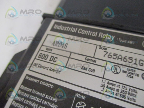 CUTLER HAMMER ARD4S CONTROL RELAY 120V (AS PICTURED) NSNP