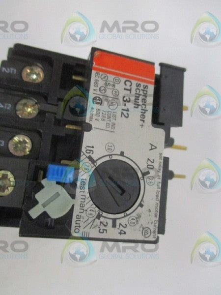 SPRECHNER + SCHUH CT3-2.5 OVERLOAD RELAY 1.6-2.5A NSNP