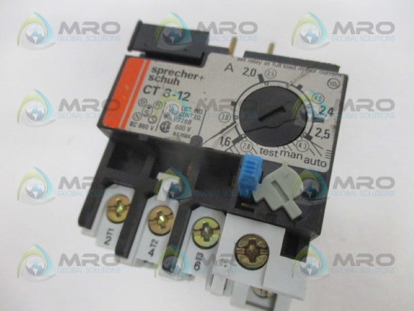 SPRECHNER + SCHUH CT3-2.5 OVERLOAD RELAY 1.6-2.5A UNMP