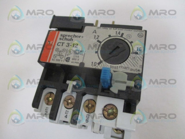 SPRECHNER+SCHUH CT3-1.6 OVERLOAD RELAY (1.0-1.6A) UNMP