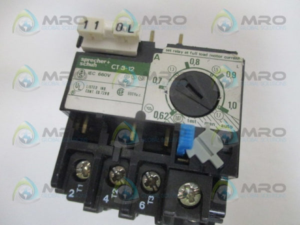 SPRECHNER+SCHUH CT3-1.0 OVERLOAD RELAY 0.62-1.0A UNMP