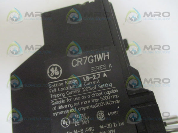 GENERAL ELECTRIC CR7G1WH OVERLOAD RELAY (AS PICTURED) UNMP