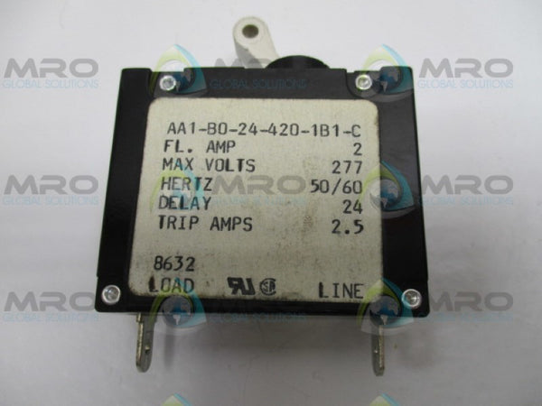 CARLING SWITCH AA1-B0-24-420-1B1-C CIRCUIT BREAKER 2A 250V UNMP