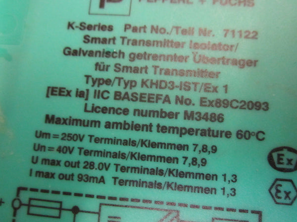 PEPPERL+FUCHS KHD3-IST/EX1 SMART TRANSMITTER ISOLATOR 20-35VDC UNMP
