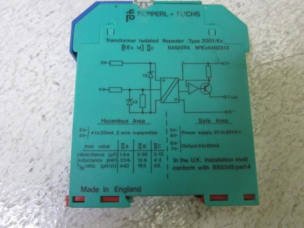 PEPPERL+FUCHS ZG31/EX TRANSFORMER ISOLATED REPEATER UNMP