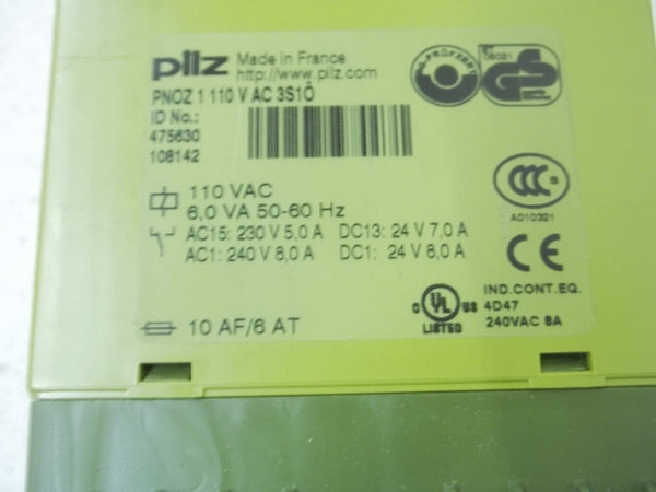 PILZ PNOZ1110VAC3S1O SAFETY RELAY 110VAC NSMP