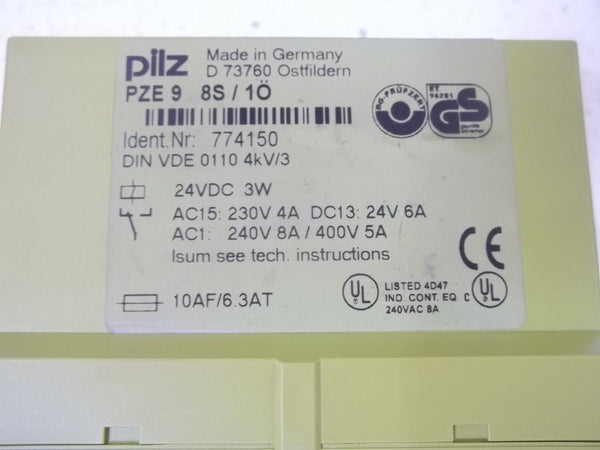 PILZ PZE 9 8S / 1O SAFETY RELAY NSMP