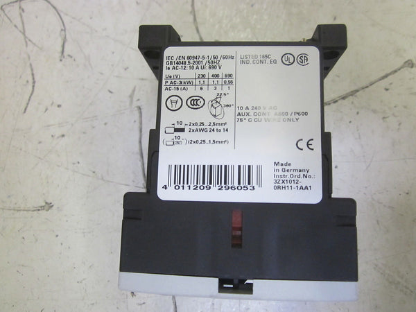 SIEMENS 3RH1131-2BB40 CONTROL RELAY 10A 240VAC UNMP