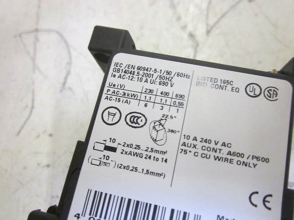 SIEMENS 3RH1131-2BB40 CONTROL RELAY 10A 240VAC UNMP