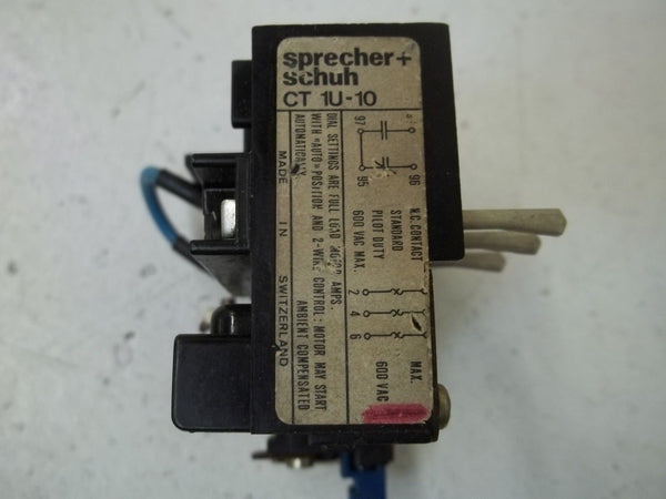 SPRECHER+SCHUH CT1U-10 OVERLOAD RELAY 1,1-1,8 UNMP