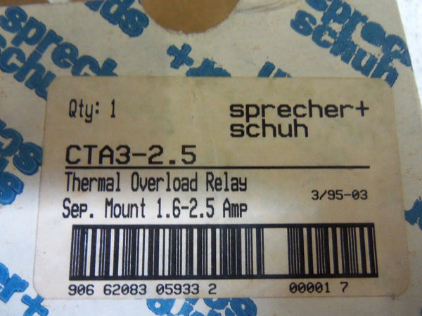 SPRECHER+SCHUH CTA3-2.5 OVERLOAD RELAY NSMP