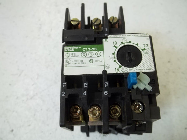 SPREHCER + SCHUH CT3-23 OVERLOAD RELAY 16-23 UNMP