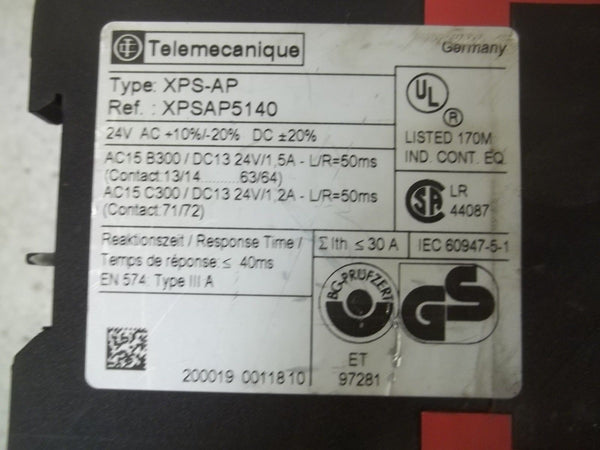 TELEMECANIQUE XPS-AP5140 SAFETY RELAY UNMP