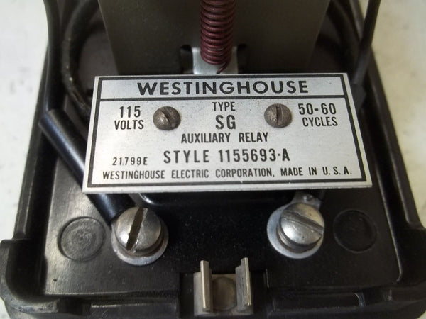 WESTINGHOUSE 1155693-A AUXILIARY RELAY 115V 50-60 CYCLES UNMP