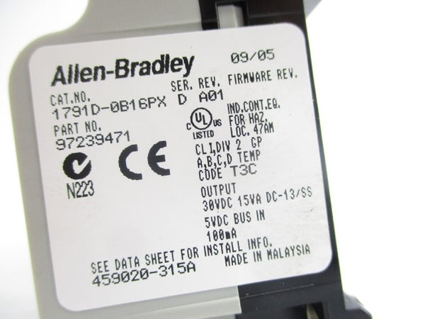 ALLEN BRADLEY 1791D-0B16PX SER. D 30VDC NSNP