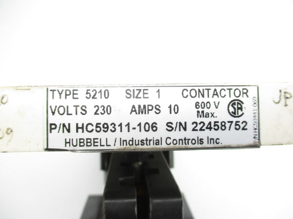HUBBELL SIZE 1 59311-106 600V 10A NSNP