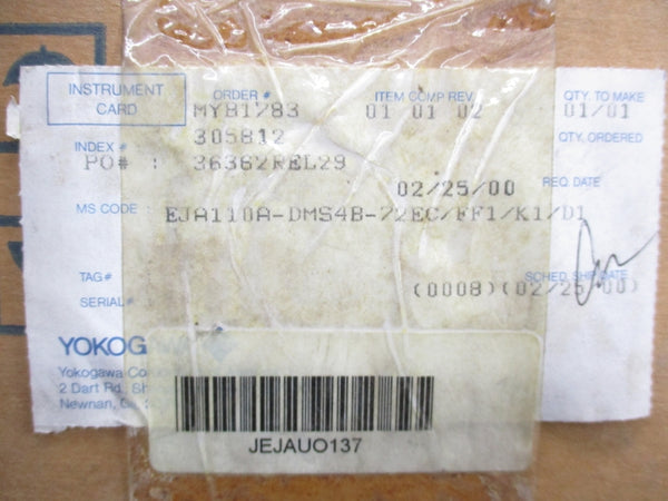 YOKOGAWA EJA110A-DMS4B-72EC/FF1/K1/D1 24VDC NSMP