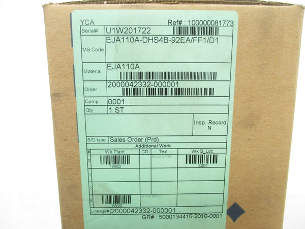 YOKOGAWA EJA110A-DHS4B-92EA/FF1/D1 NSFS