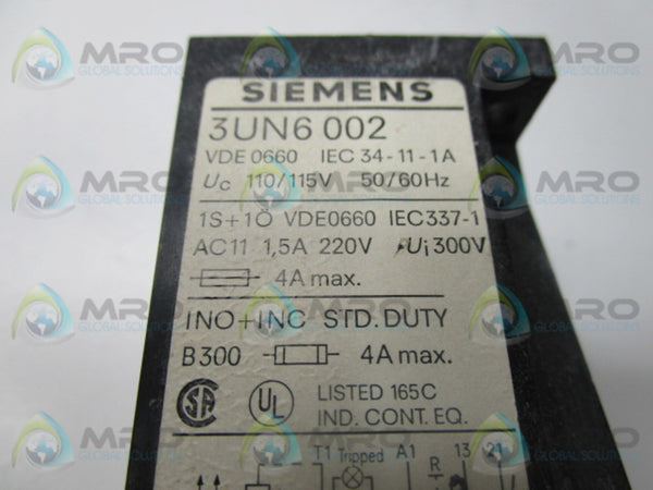 SIEMENS 3UN6002 RELAY IEC 110/115VAC  UNMP