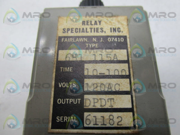 SPECIALTIES INC. 651115A RELAY  UNMP