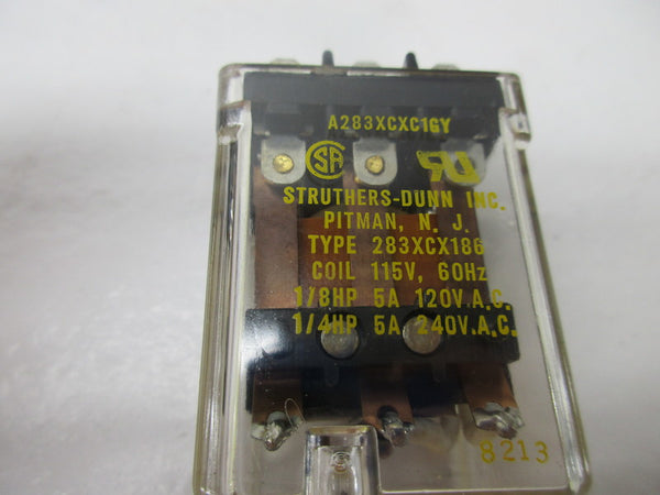 STRUTHERS DUNN 283XCX186 RELAY 115V 120/240VAC 5A UNMP