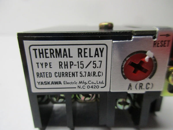 YASKAWA ELECTRIC RHP-15/5.7 THERMAL RELAY 5.7A NSNP