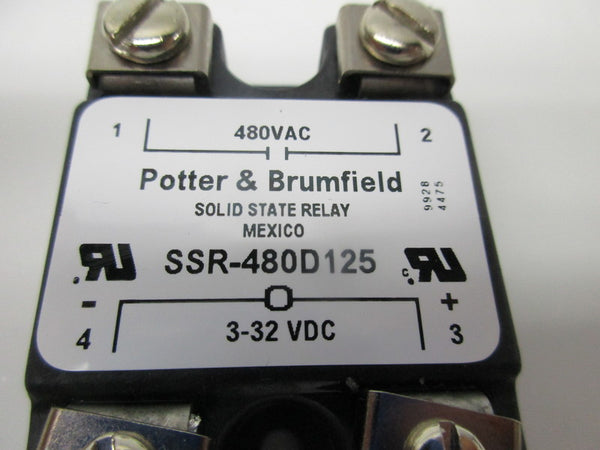 POTTER & BRUMFIELD SSR-480D125 SOLID STATE RELAY 3-32VDC NSNP