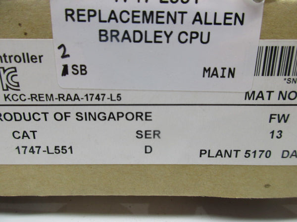 ALLEN BRADLEY 1747-L551 SER. D F/W 13 (NO KEY) NSMP